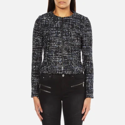 Karl Lagerfeld Women's Sparkle Boucle Jacket with Zip - Total Eclipse