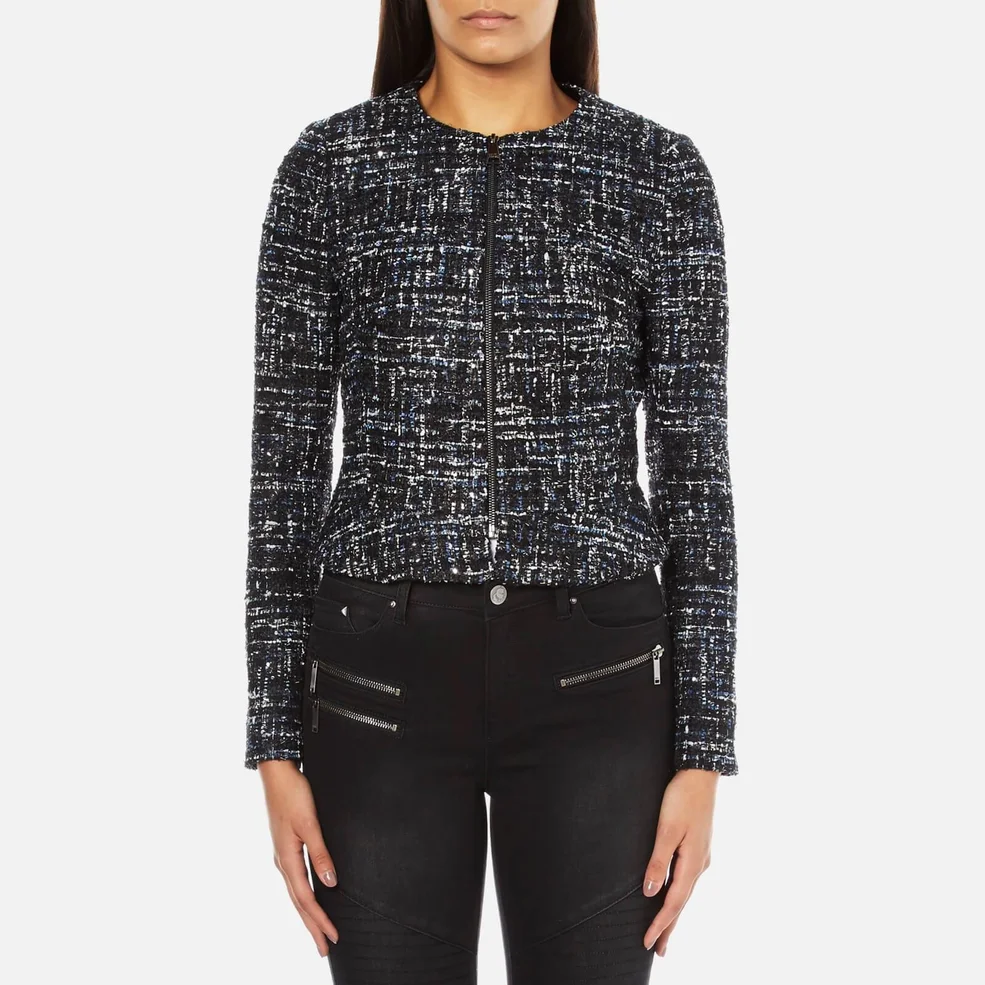 Karl Lagerfeld Women's Sparkle Boucle Jacket with Zip - Total Eclipse Image 1