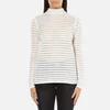 Karl Lagerfeld Women's Stripes Sheer & Solid Sweater - White - Image 1