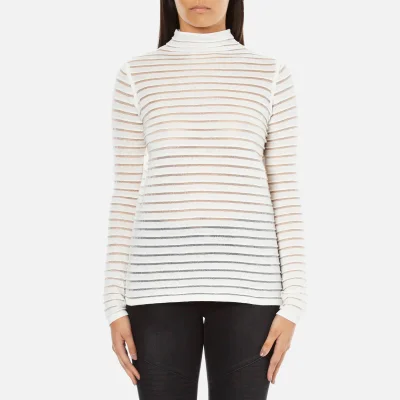 Karl Lagerfeld Women's Stripes Sheer & Solid Sweater - White