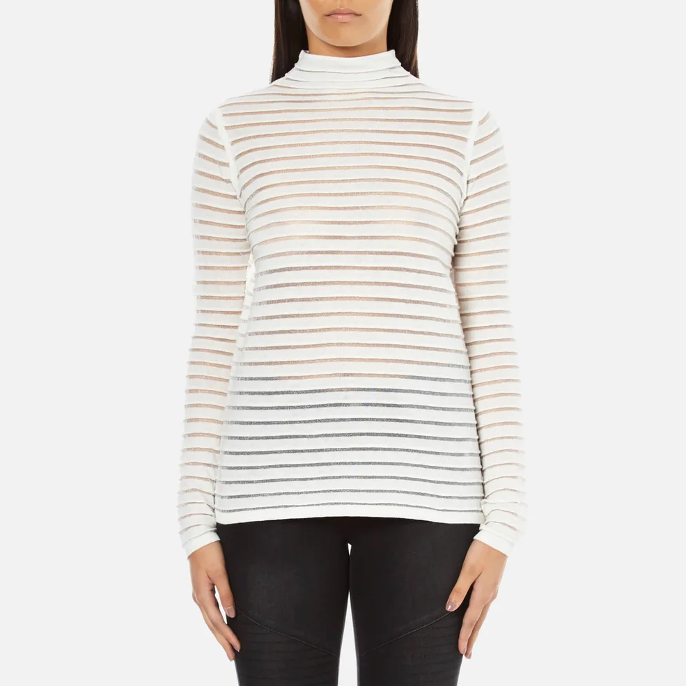 Karl Lagerfeld Women's Stripes Sheer & Solid Sweater - White Image 1