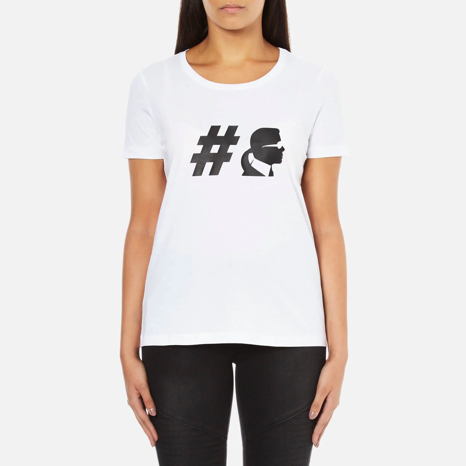 Karl Lagerfeld Womens #TeamKarl Crew Neck T-Shirt – White Image 1