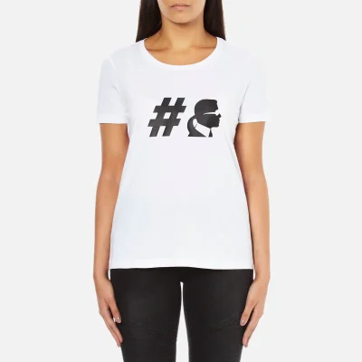Karl Lagerfeld Womens #TeamKarl Crew Neck T-Shirt – White