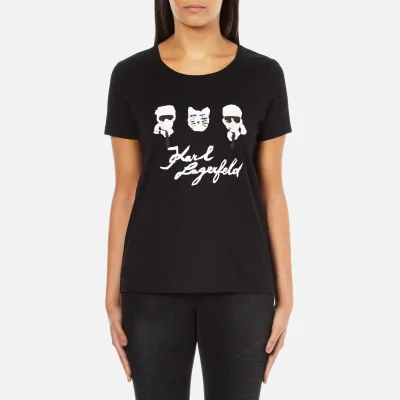 KARL LAGERFELD Women's Painted Trio T-Shirt - Black