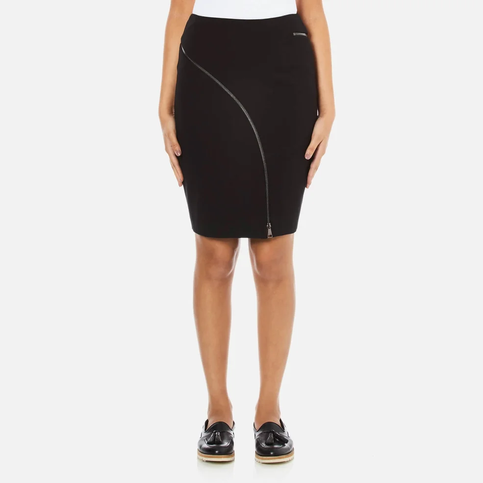 Karl Lagerfeld Women's Punto Skirt with Curved Zip - Black Image 1