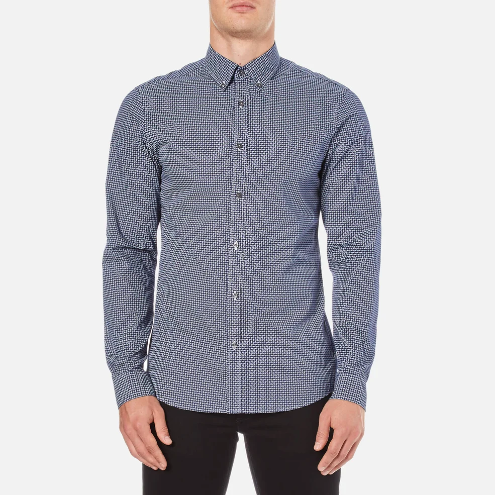 Michael Kors Men's Slim Fit Baron Long Sleeve Shirt - Navy Image 1