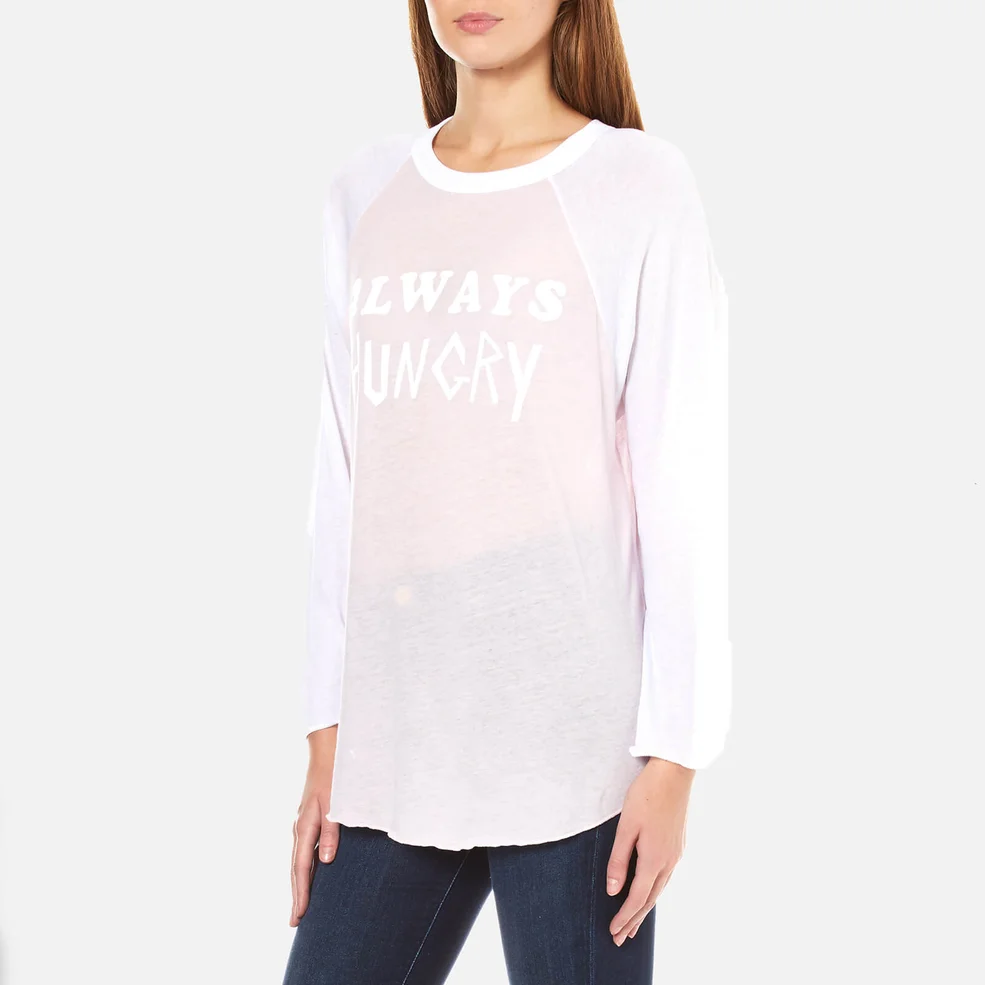 Wildfox Women's Always Hungry Rebel Raglan Long Sleeve Top - Pouty Pink/Clean White Image 1