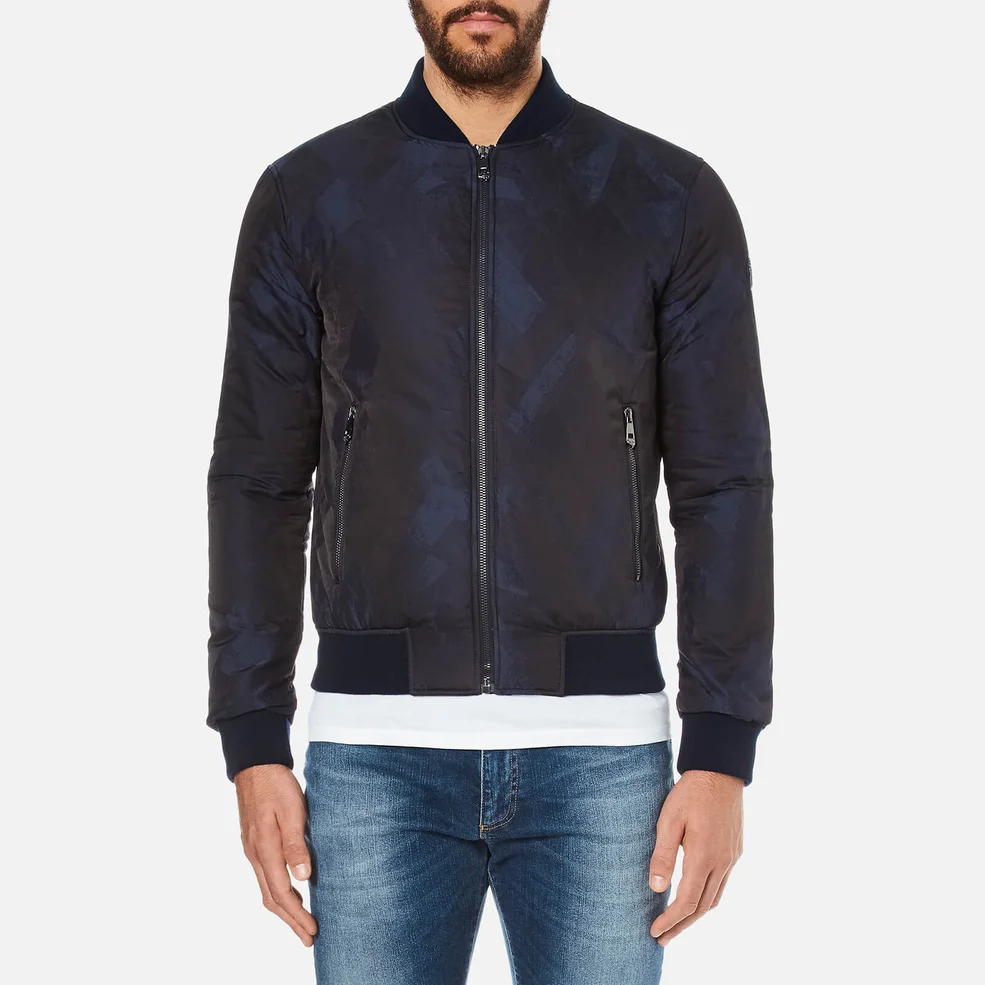 Versace Collection Men's Patterned Zipped Blouson Jacket - Blu-Nero Image 1