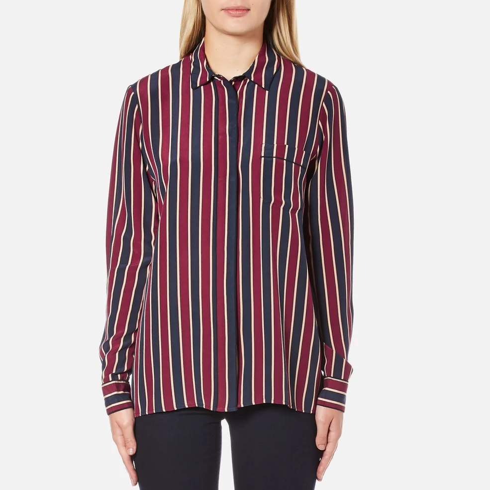 Ganni Women's Donaldson Silk Shirt - Cabernet Stripe Image 1
