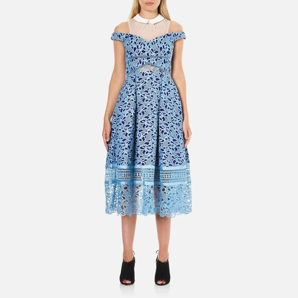 Three Floor Women's Glossier Collar Dress - Ink Blue/Opal Air/White Image 1