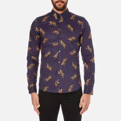 PS by Paul Smith Men's Printed Long Sleeve Shirt - Navy