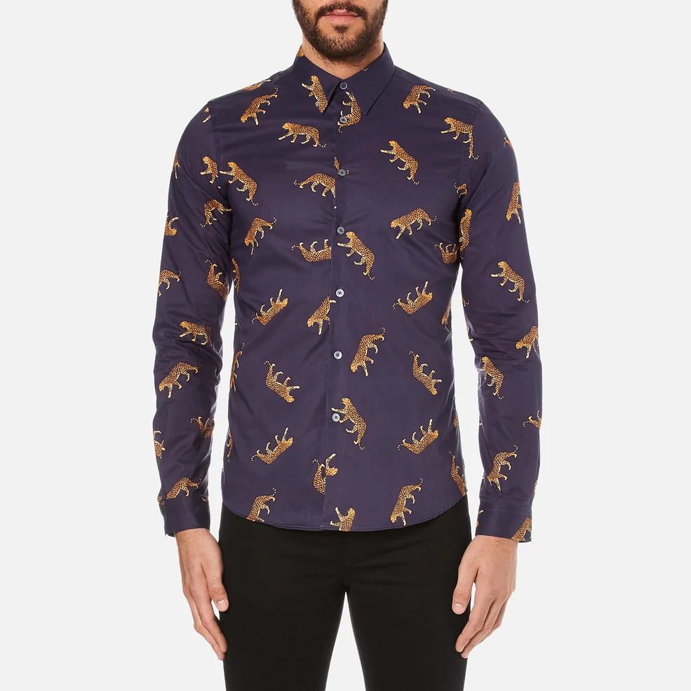 PS by Paul Smith Men's Printed Long Sleeve Shirt - Navy Image 1