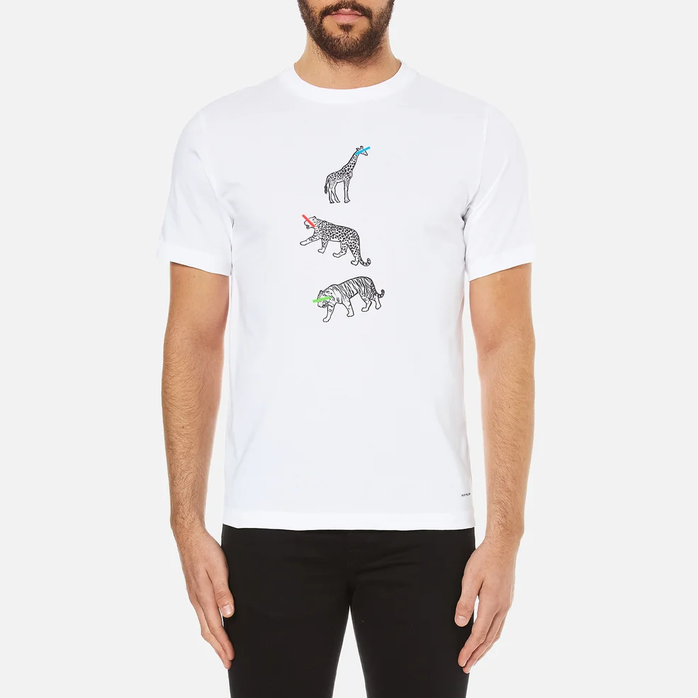 PS by Paul Smith Men's Crew Neck Short Sleeve Animal Logo T-Shirt - White Image 1