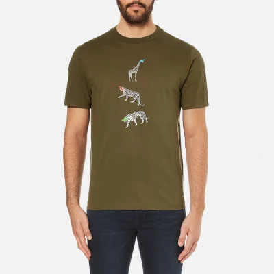 PS by Paul Smith Men's Crew Neck Short Sleeve Animal Logo T-Shirt - Khaki