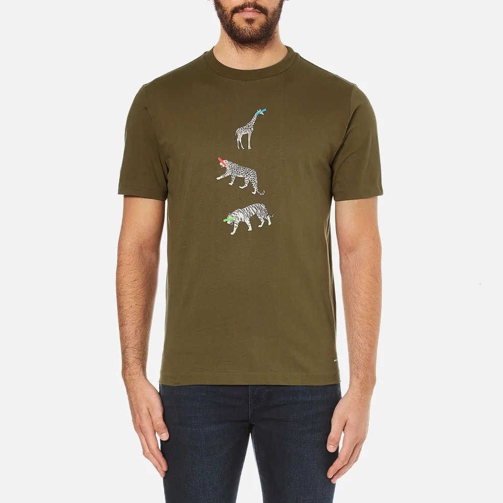 PS by Paul Smith Men's Crew Neck Short Sleeve Animal Logo T-Shirt - Khaki Image 1