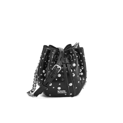 Karl Lagerfeld Women's K/Rocky Studs Drawstring Bag - Black