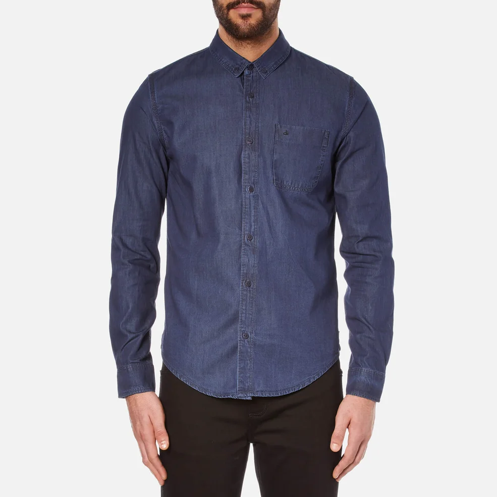 Calvin Klein Men's Wavy Button Down Indigo Shirt - Dark Indigo Image 1