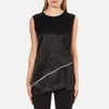 DKNY Women's Sleeveless Layered Shirt with Asymmetrical Hem and Raw Edge Detail - Black/Chalk - Image 1