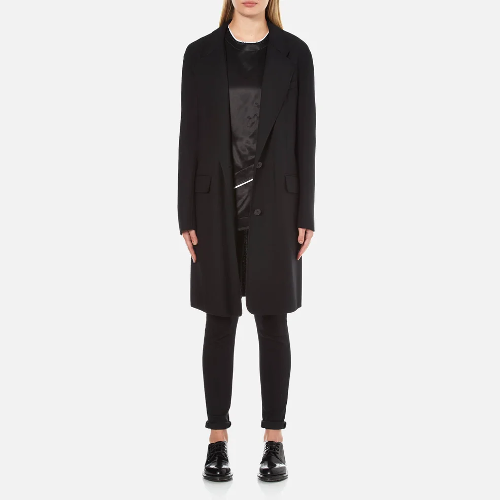 DKNY Women's Long Sleeve Notch Collar 2 Button Coat - Black Image 1