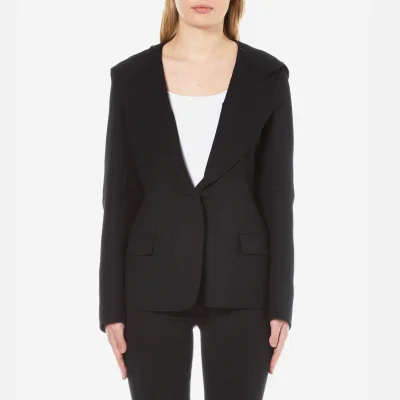 DKNY Women's Long Sleeve Collared Jacket with Hood - Black