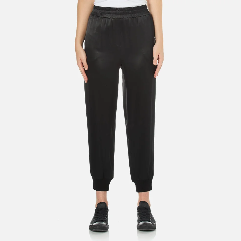 DKNY Women's Pull On Pants with Ribbed Ankle Cuff - Black Image 1
