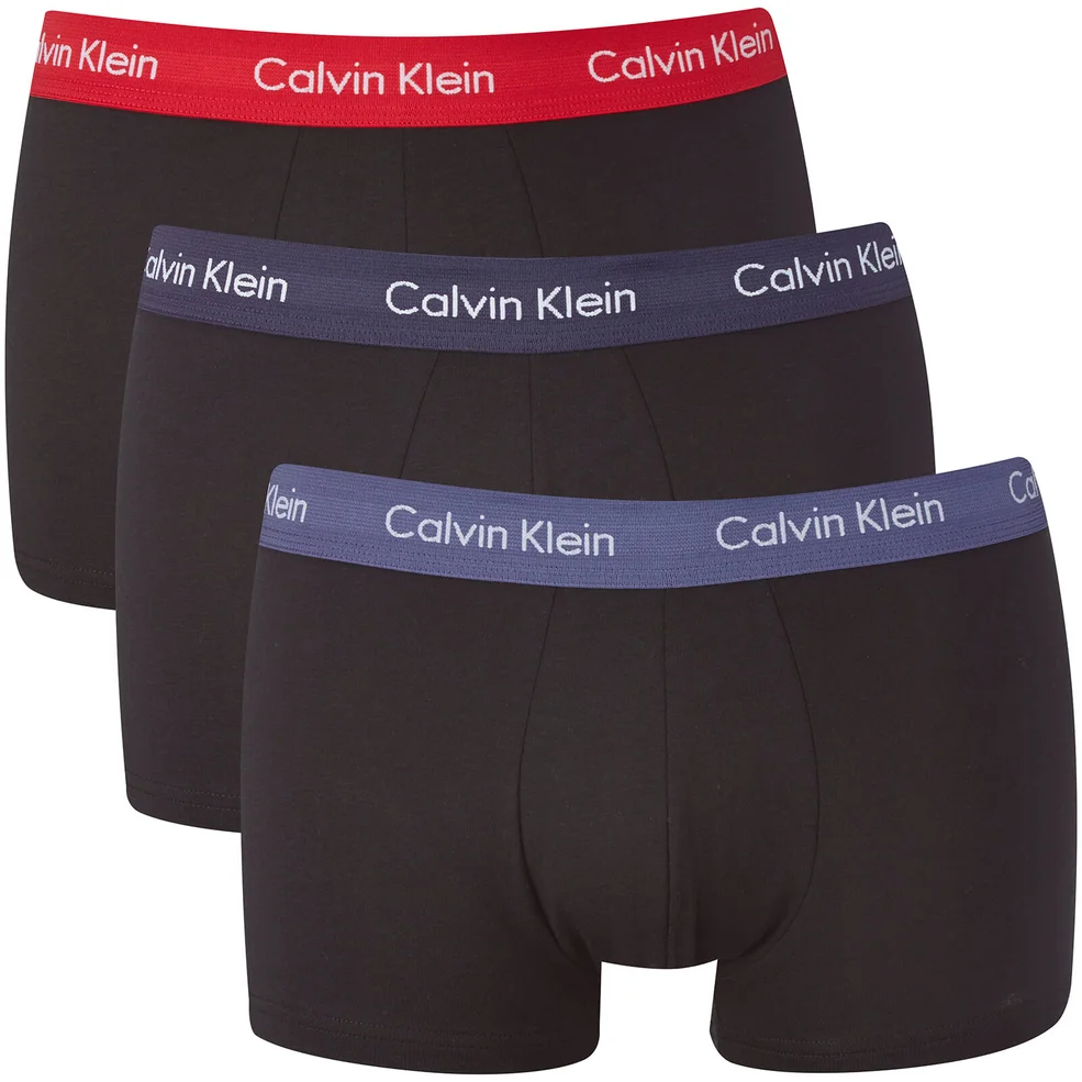Calvin Klein Men's 3 Pack Trunk Boxer Shorts - Red/Blue/Rainstorm Image 1