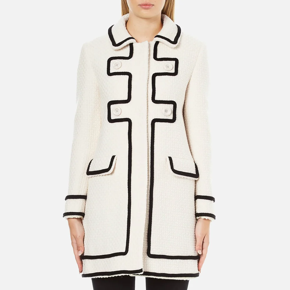 Boutique Moschino Women's Long Contrast Lightweight Coat - White Image 1