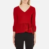 Boutique Moschino Women's Peplum Flared Sleeve Jumper - Red - Image 1