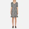 Boutique Moschino Women's Tweed Print Short Sleeve Peplum Dress - Black - Image 1
