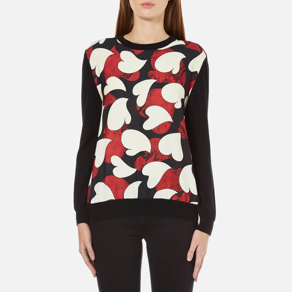 Boutique Moschino Women's Silk Heart Print Front Merion Jumper - Multi Image 1