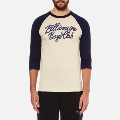 Billionaire Boys Club Men's Script Logo Raglan T-Shirt - Beige/Navy