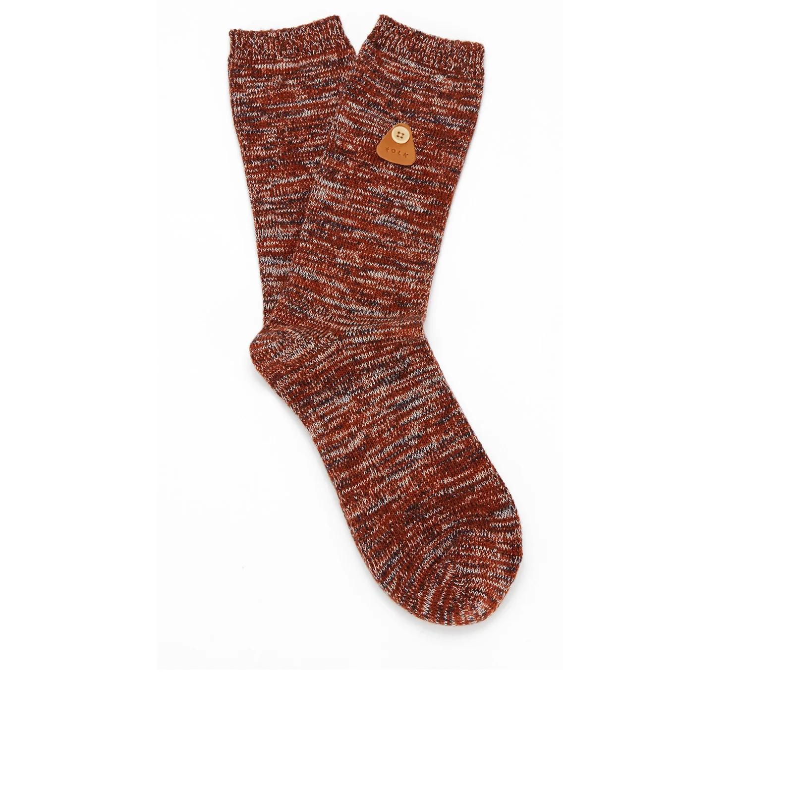 Folk Men's Flecked Single Socks - Rust Melange Image 1