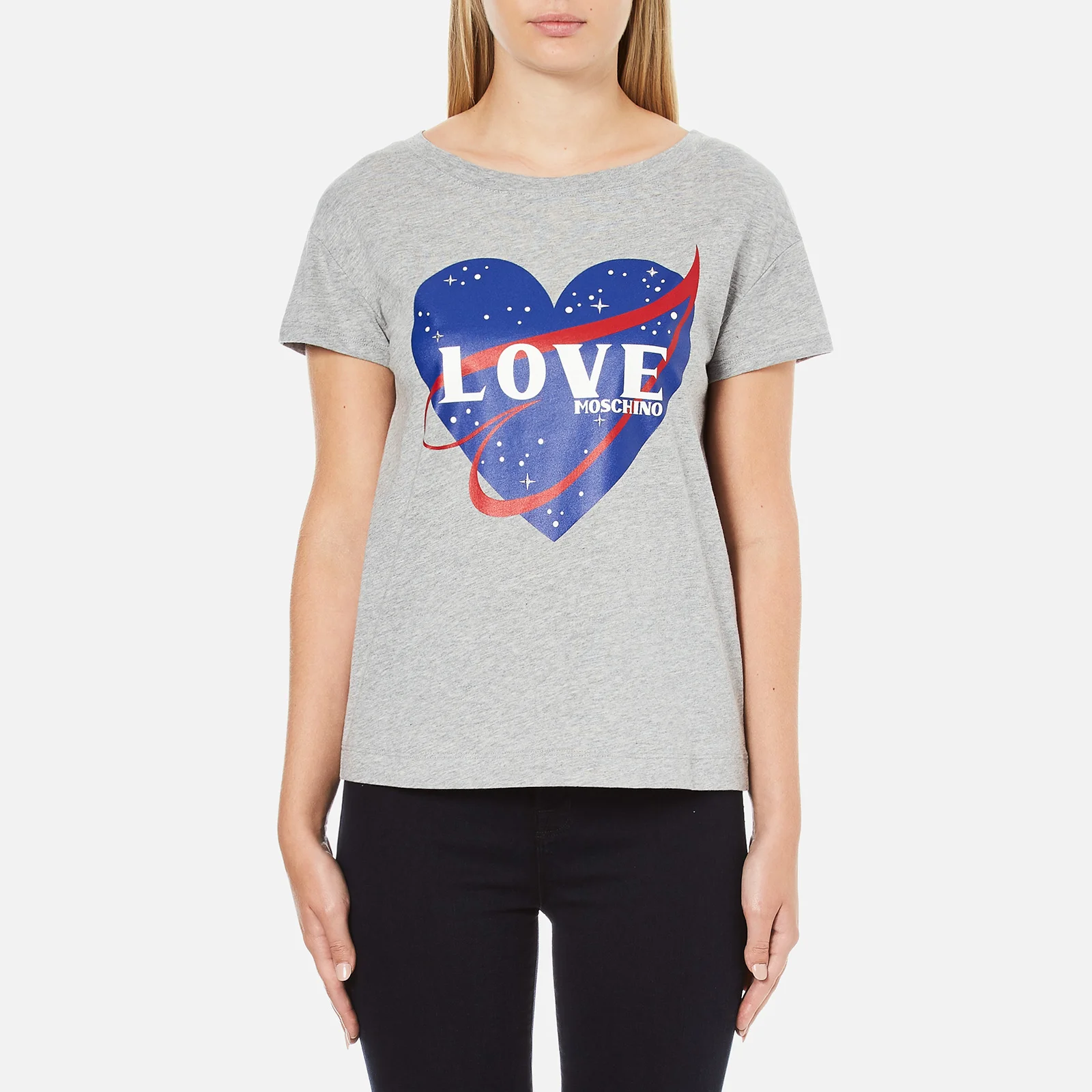 Love Moschino Women's Love Heart T-Shirt - Medium Grey Image 1
