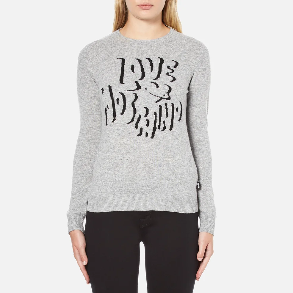 Love Moschino Women's Slogan Jumper - Grey Melange Image 1