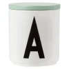 Design Letters Wooden Lid For Porcelain Cup - Green - Image 1