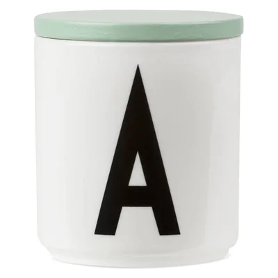 Design Letters Wooden Lid For Porcelain Cup - Green