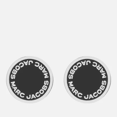 Marc Jacobs Women's Enamel Logo Disc Stud Earrings - Black/Argento