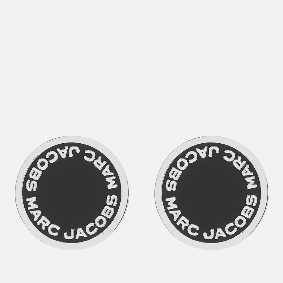 Marc Jacobs Women's Enamel Logo Disc Stud Earrings - Black/Argento Image 1