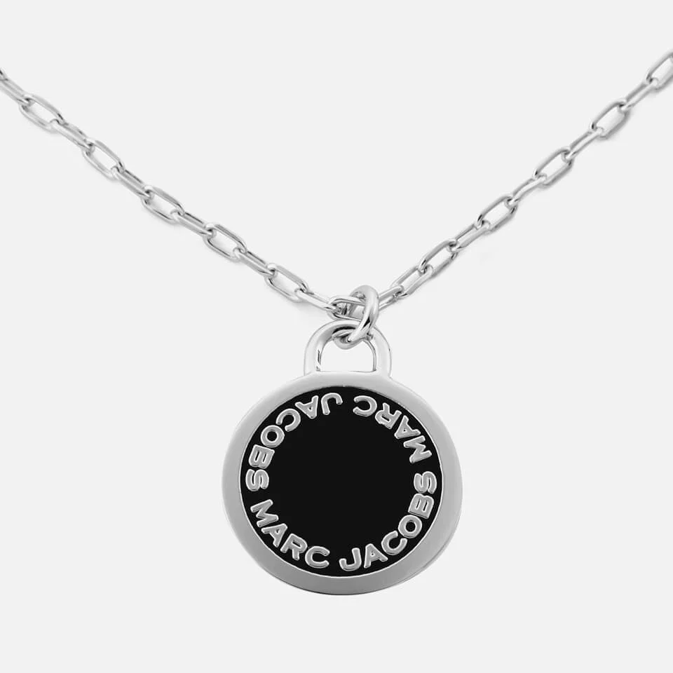 Marc Jacobs Women's Enamel Logo Disc Pendant Necklace - Black/Argento Image 1