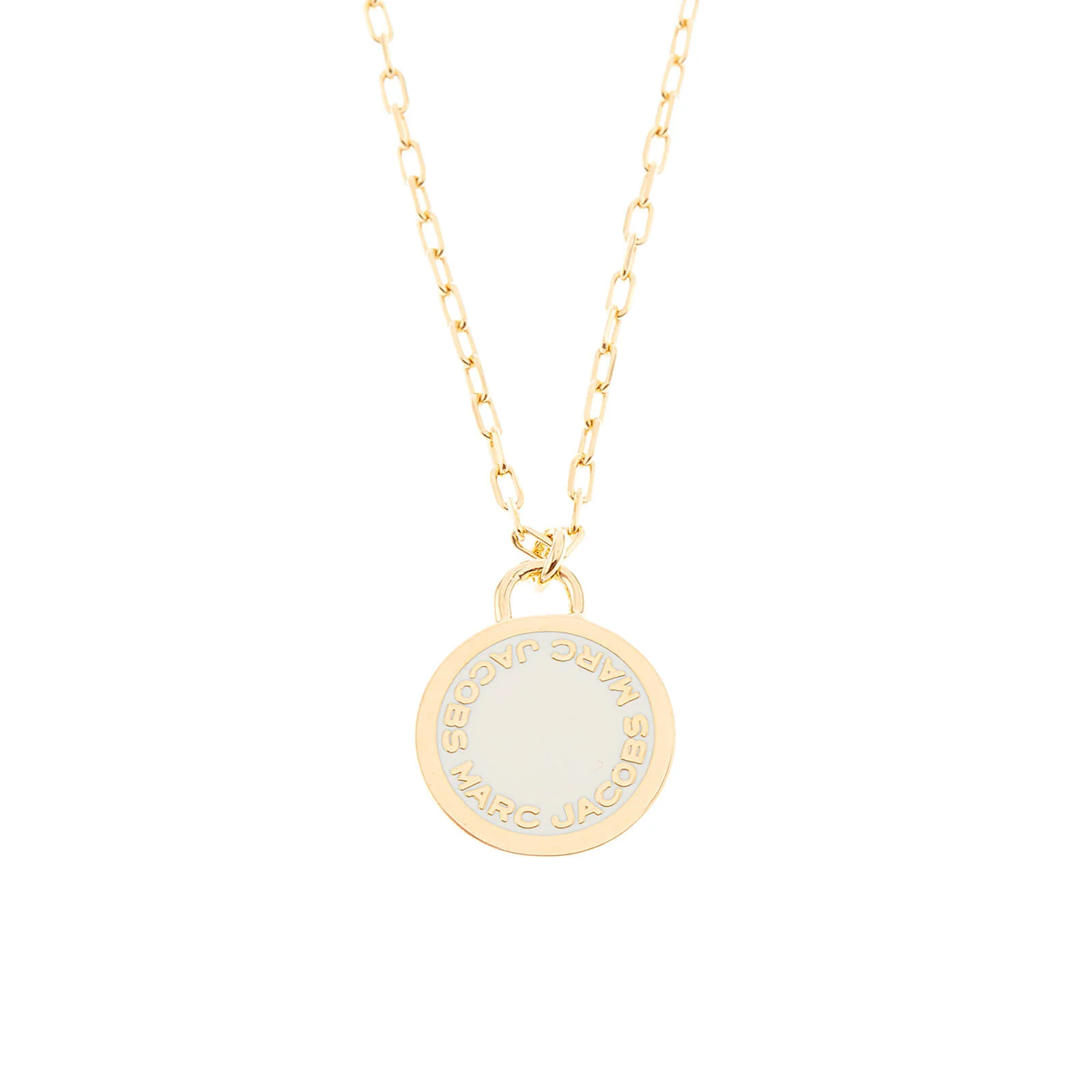 Marc Jacobs Women's Enamel Logo Disc Pendant Necklace - Cream Image 1