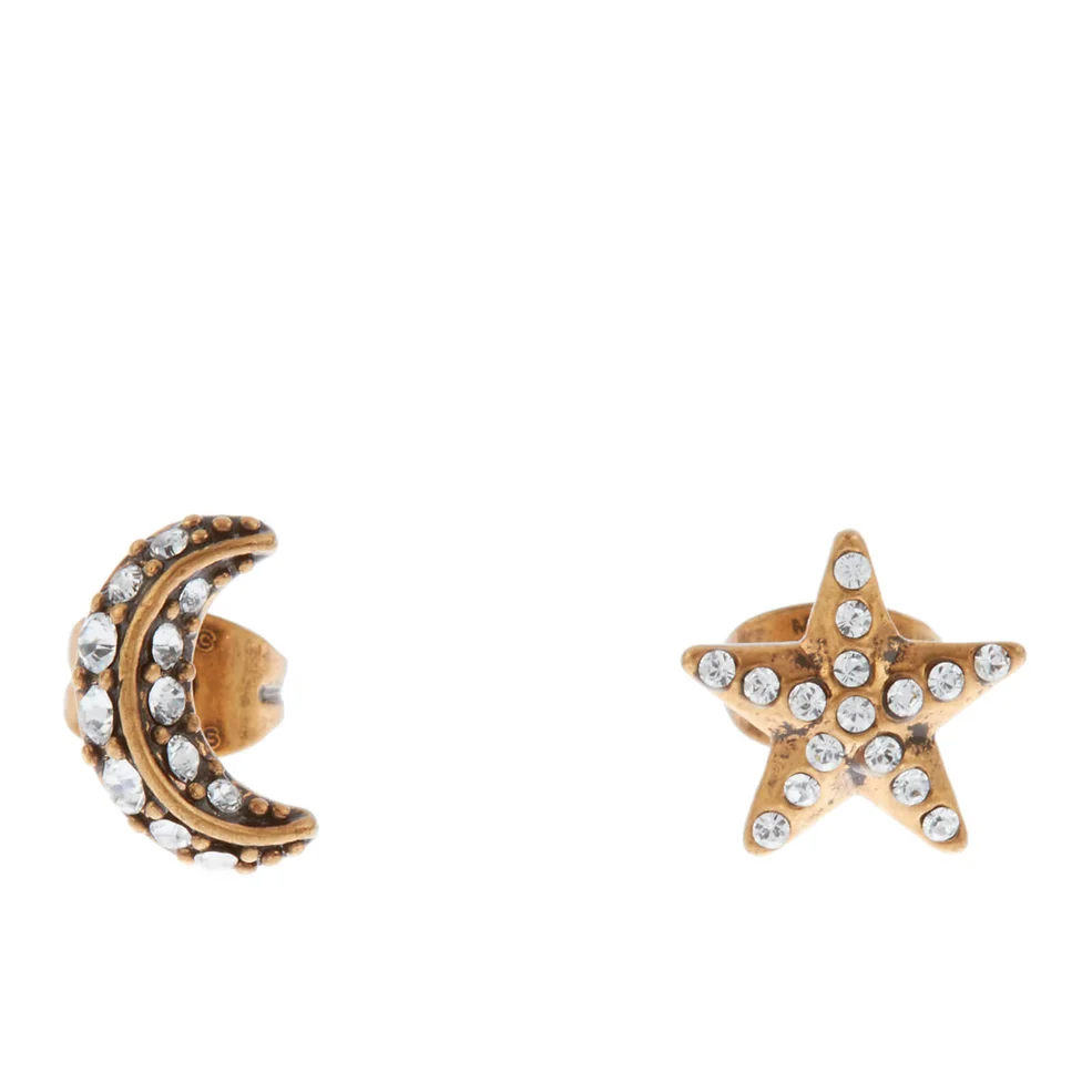 Marc Jacobs Women's Moon and Stars Stud Earrings - Crystal/Antique Gold Image 1