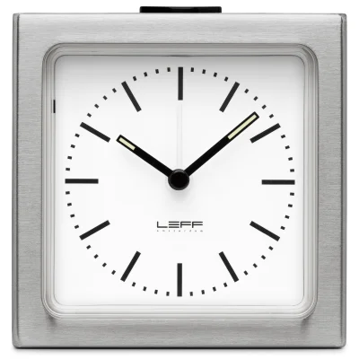 LEFF Amsterdam Block Alarm Clock - Silver Station