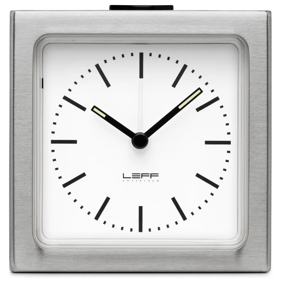 LEFF Amsterdam Block Alarm Clock - Silver Station Image 1