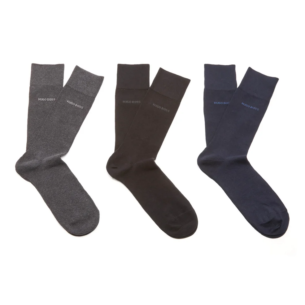 BOSS Hugo Boss Men's 3 Pack Socks - Black/Grey/Navy Image 1