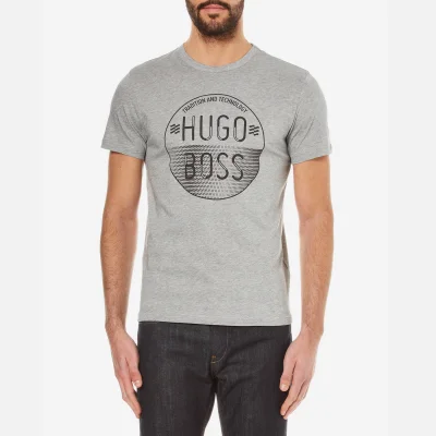 BOSS Green Men's Large Logo Crew Neck T-Shirt - Pastel Grey