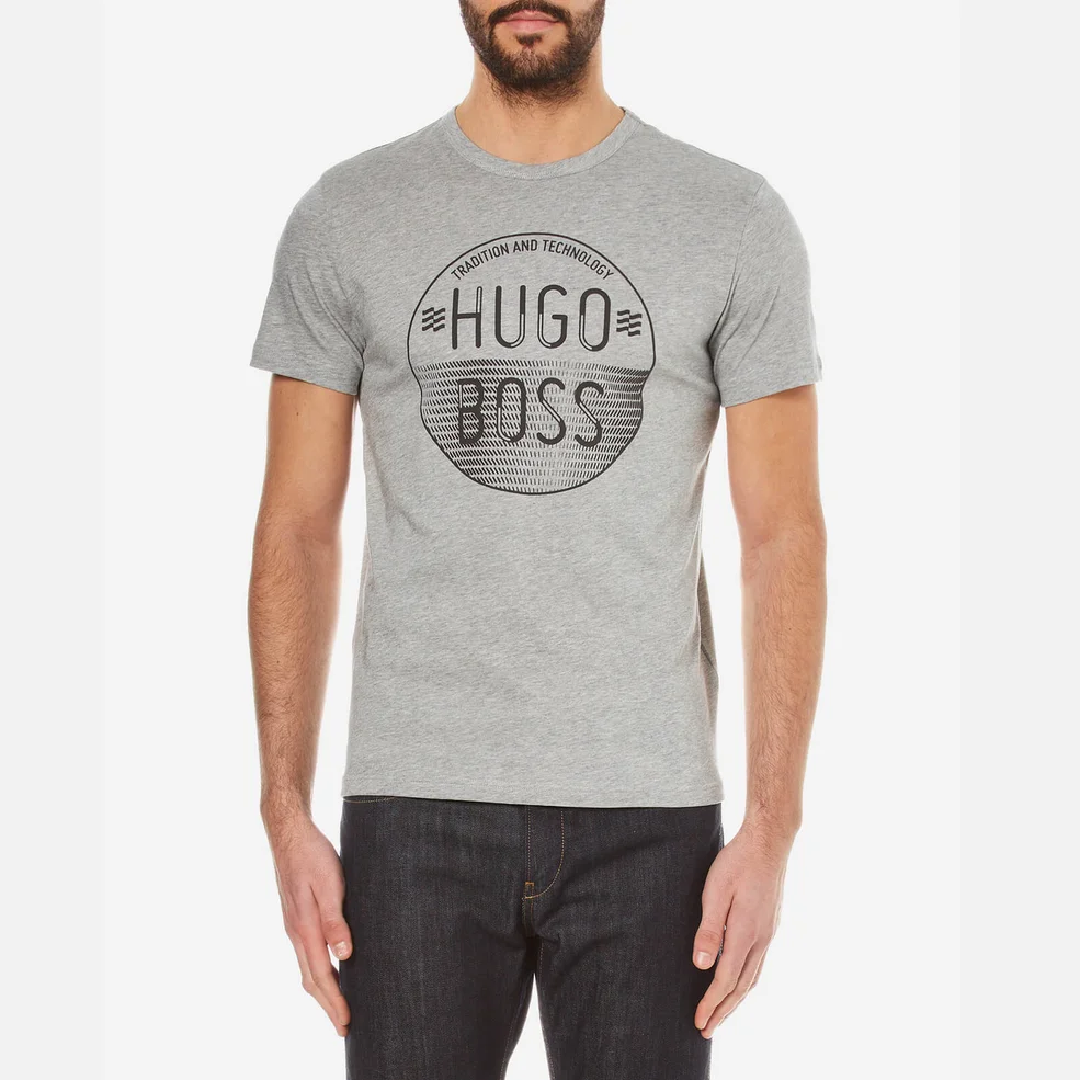 BOSS Green Men's Large Logo Crew Neck T-Shirt - Pastel Grey Image 1