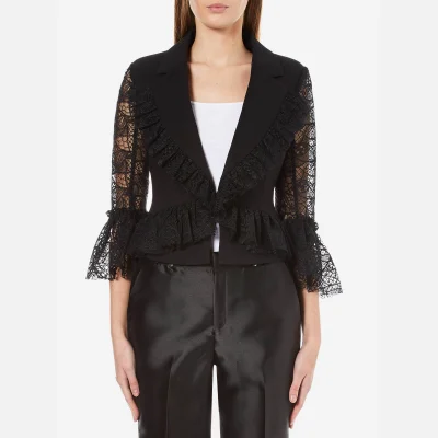 Three Floor Women's Cristobel Slim Fit Tailored Style Lace Sleeve Jacket - Black