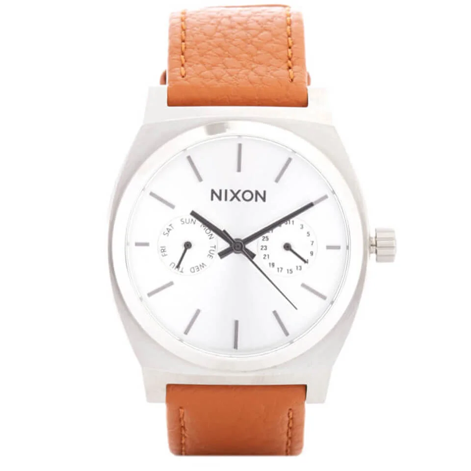 Nixon Time Teller Deluxe Watch - Silver Sunray/Saddle Image 1
