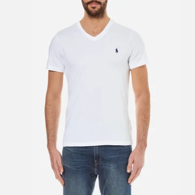 Polo Ralph Lauren Men's Short Sleeve Custom Fit V-Neck T-Shirt - White