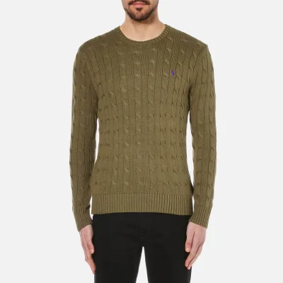 Polo Ralph Lauren Men's Crew Neck Cable Knitted Jumper - New Olive